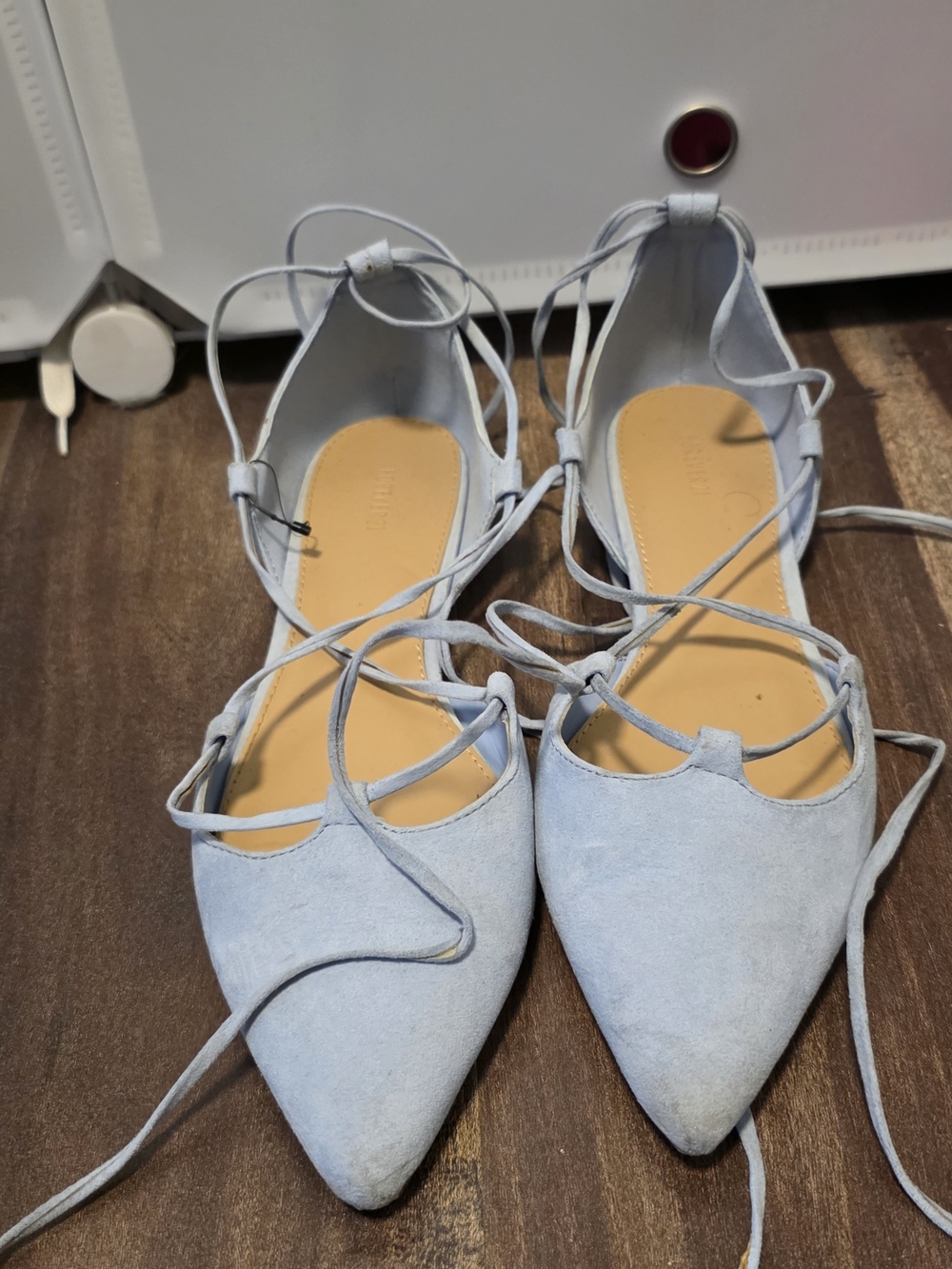 Forever 21 Light Blue Pointed Lace-Up Flats - Picture 1 of 2